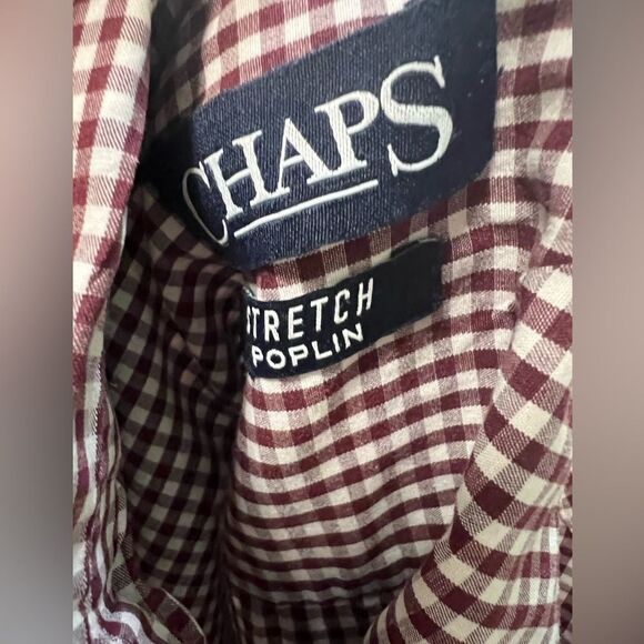 Chaps size XXL burgundy & white check button down shirt - Picture 7 of 7